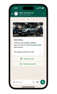 Pantalla móvil whatsapp automoción